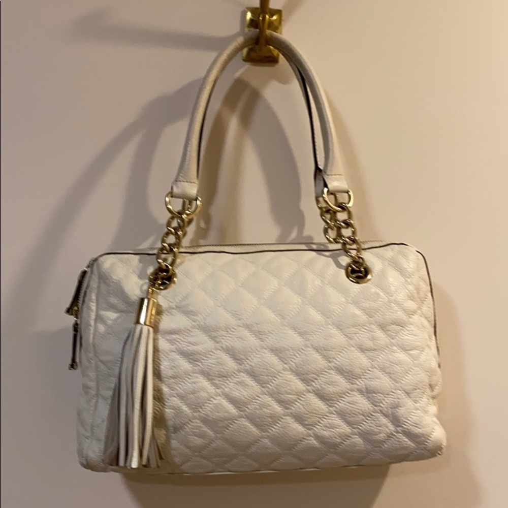 Calvin Klein Quilted White Leather Bag